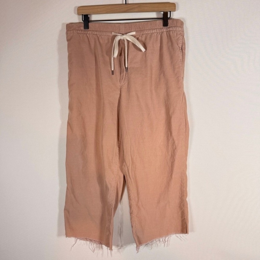 American Eagle Large Corduroy Cropped Pants Pink Womens Raw Hem Beachy Boho‎